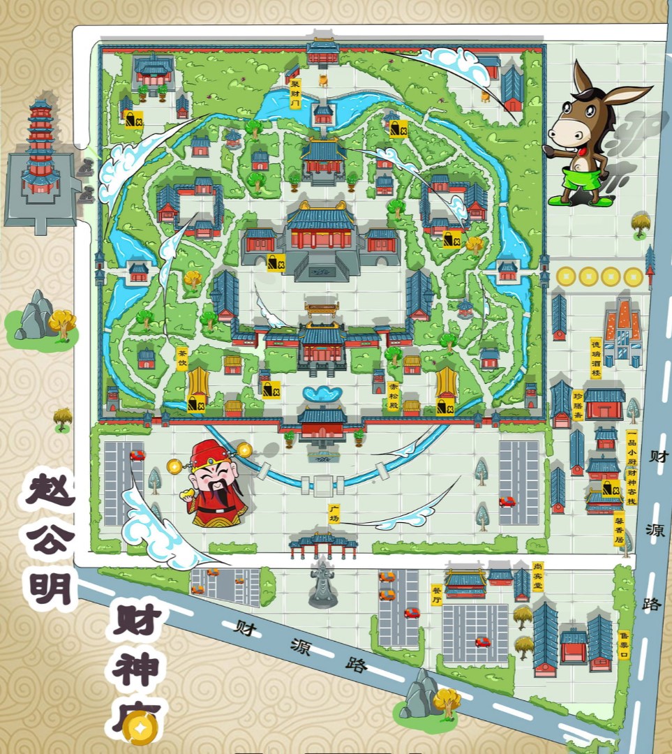 龙湾镇寺庙类手绘地图